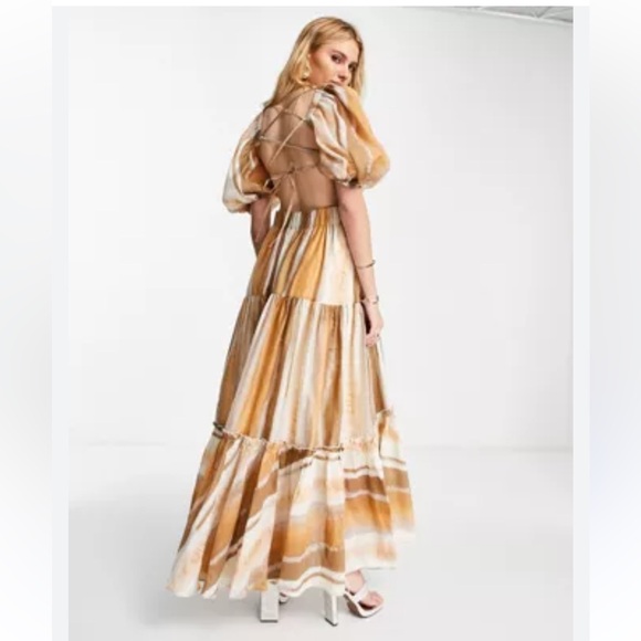 ASOS Tiered Voile Maxi Dress with Front Tie | Size M - Picture 2 of 4